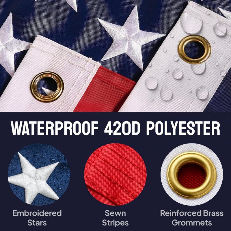 COMFY LIME American Flags for Outside - 4x6 USA Flag With Embroidered Stars & Sewn Stripes – Heavy Duty UV Treated Polyester (Tougher Than Nylon), 70% More Fade Resistant - Image 3
